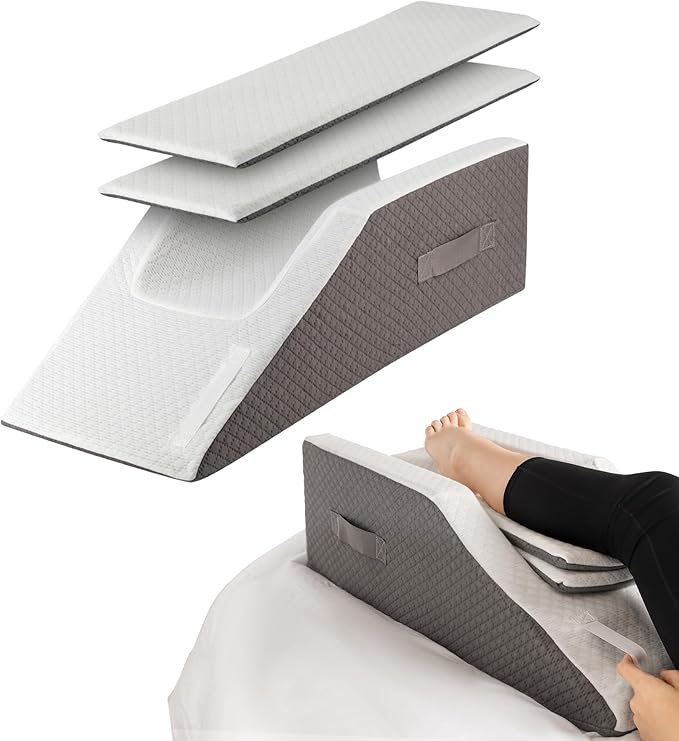 Kӧlbs Single Or Double Leg Elevation Pillow | Post Surgery Leg Pillow | Stylish Chic Jacquard Cover | Ankle Knee and Leg Support Pillow for Injury After Surgery (Adjustable)