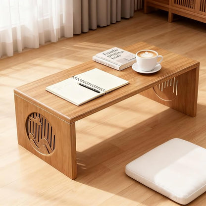 Ekjkldo Folding Coffee Table, Foldable Japanese Floor Table No Assembly, Low Coffee Table for Sitting On The Floor, Small Coffee Tables for Living Room Meditation Tea Room Tatami Dining 39.4 Inch