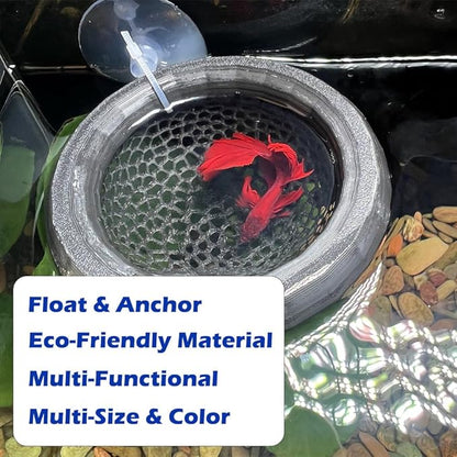 Floating Betta Hammock with Suction Cup, Shrimp Cave, Betta Fish Feeding Rings,3D Printed Aquarium Decor (Pink, Large)