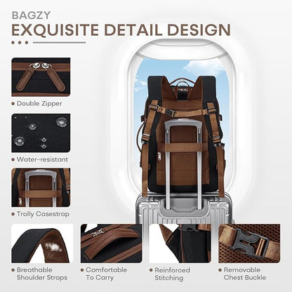 43x33x15cm Personal Item Bag Expandable 30L Travel Backpack 17x13x6 Inches Underseat Bag for Airlines Lightweight Carry on Luggage Water Resistant Flight Approved for College, Weekender Black