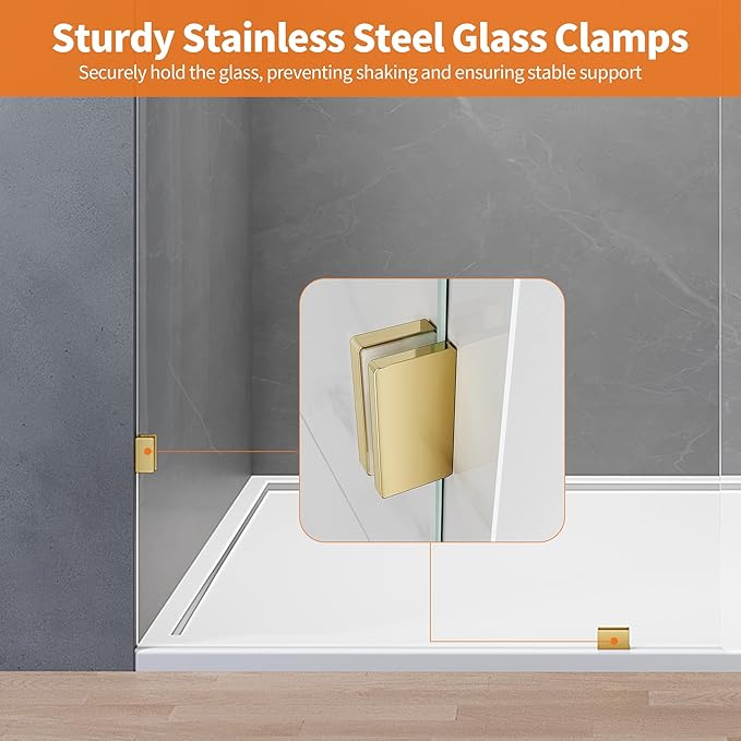 Shower Glass Panel, Frameless Walk in Shower Door