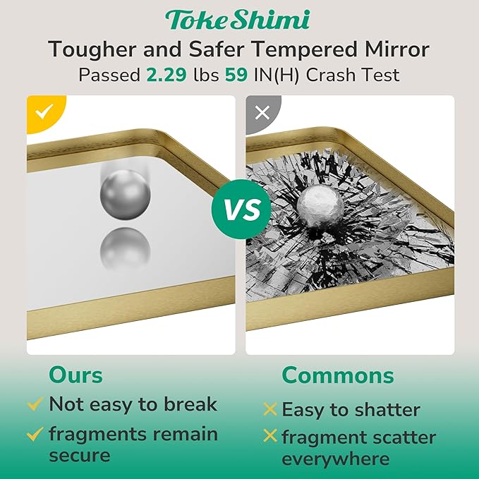 TokeShimi 48x24 Brushed Gold Bathroom Mirror