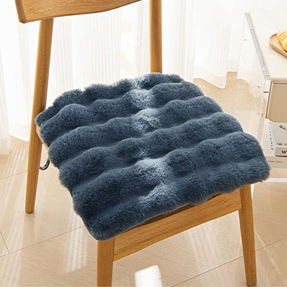 Square Faux Fur Seat Cushion, Faux Rabbit Fleece Chair Pad, Winter Thick Plush Cushions for Dining Chairs, Comfy Lazy Sofa Office Floor Pillow, Cute Bedroom Decor(Deep Gray,2pc/15.8×15.8inches)