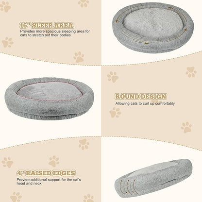 Cat Bed - Desk Cat Nest with 360 Rotation & Adjustable Height - Soft & Comfortable - Indoor Cats Up to 40 lbs (Grey)
