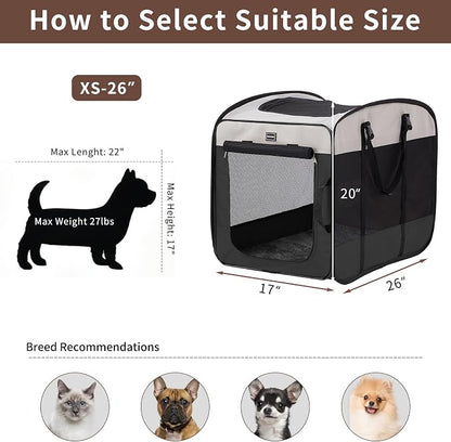 Dog Kennels and Crates for Medium Dogs, Portable Pop Up Indoor Pet Cage with Sturdy Wire Frame, Collapsible Travel Crate Soft Sided Cat Bag Escape Proof (Black, 24.0" L x 16.0" W x 19.0" H)