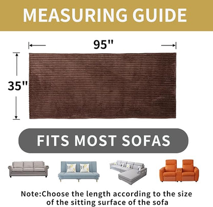 HAOMAIJIA Waterproof Couch Cover for Dogs Washable,Faux Fur Pet Couch Covers for Sofa,Soft Dog Bed Cover Non-Slip Couch Covers for 3 Cushion Couch Sofa Pet Friendly (Brown, 35" x 95" 1 Pack)