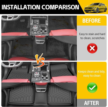 Floor Mats for 2021-2026 Kia K5(Only Fit FWD) / 2020-2026 Hyundai Sonata (Only Fit FWD & Gas) All Weather TPE Protector 1st & 2nd Row Floor Liners Car Accessories
