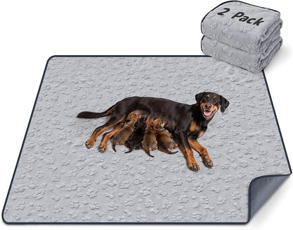 LOOBANI 2 Pack Extra Large Washable Pee Pads for Dogs 54"x54", Gray | Non-Slip Reusable Dog Mat, Super Absorbent & Waterproof Whelping Pads For Floor, Bed, Incontinence, Housebreak, Leak-Proof