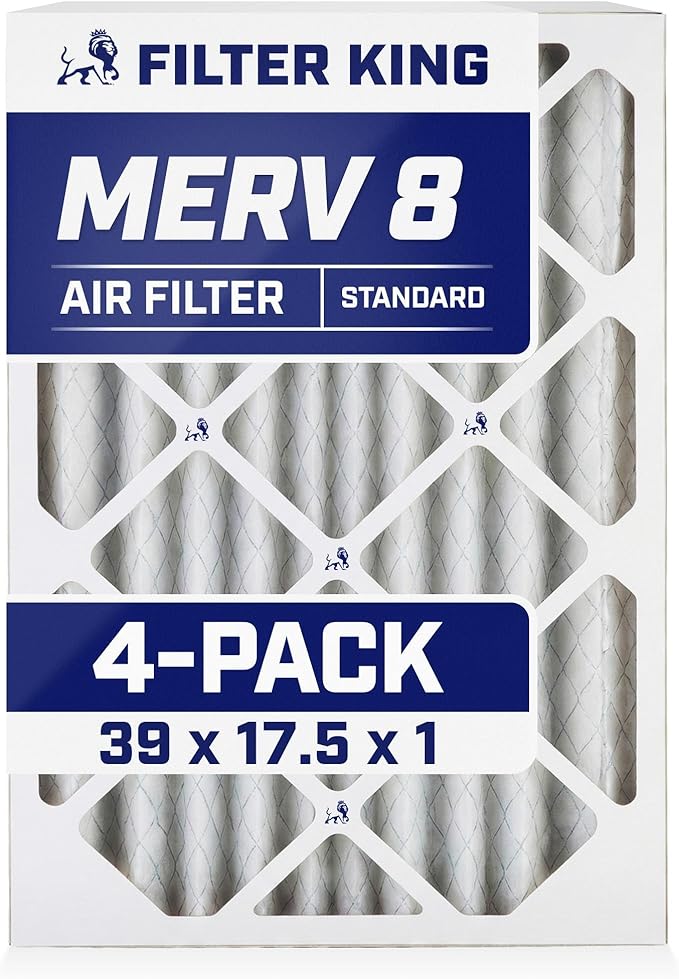 Filter King 39x17.5x1 Air Filter | 4-PACK | MERV 8 HVAC Pleated A/C Furnace