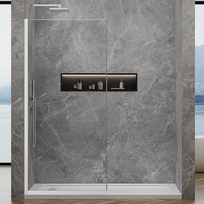 Shower Glass Panel 36" W * 76" H, Semi-Framed Glass Screen, Single Panel