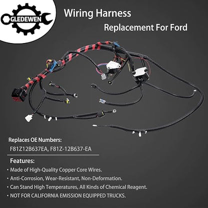 Engine Wiring Harness 7.3 L, Fit for 2000-2001 Ford F250 F350 Super Duty | Fit for 00-01 Ford Excursion / F450 F550 Super Duty, Powerstroke Diesel Engine, F81Z-12B637-EA, Stand Alone Wire Harness