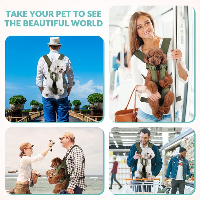 Lukovee Dog Backpack Carrier, Adjustable Front Carrier for Small Breeds | Legs Out Easy-fit, Hands Free, Lightweight, Dog Chest Pack for Hiking Travel Cycling Outdoor (GR,Small)