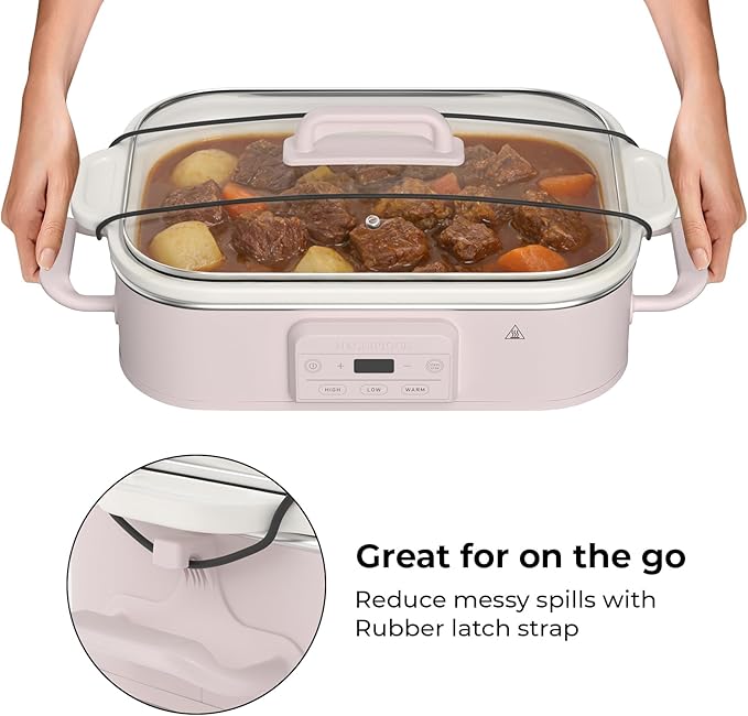 Magnifique 4 Quart Casserole Digital Slow Cooker, Premium Ceramic Bakeware