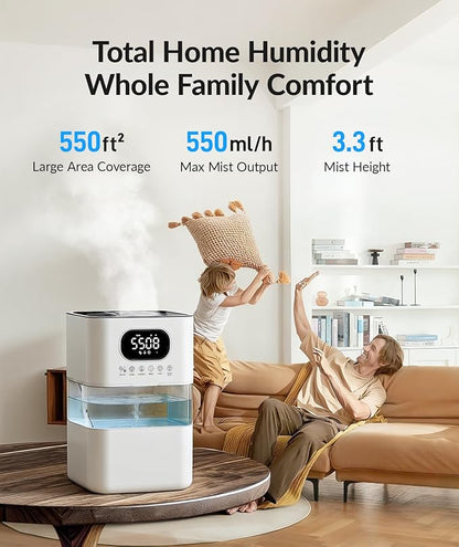 AreShark Humidifier Large Room, 2.2 Gal/8.5L Cool Warm Mist Air Humidifiers