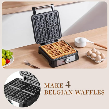 Waffles Maker Waffle Iron, 4 Belgian Square Waffle Maker, Belgian Waffle Maker