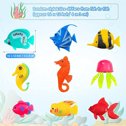 Weewooday 20 Pcs Artificial Moving Fishes Plastic Floating Lifelike Fish Tank Ornament Aquarium Decorations(Jellyfish and Seahorses)