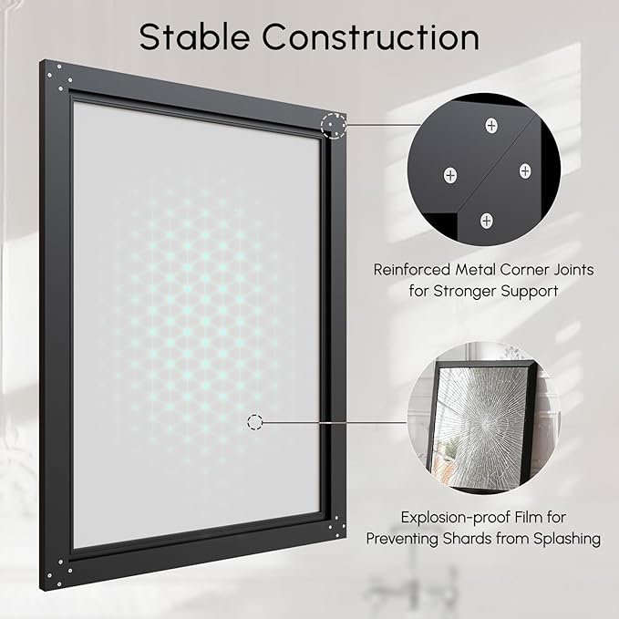 USHOWER Bathroom Mirror, 24x36 Rectangular Mirrors