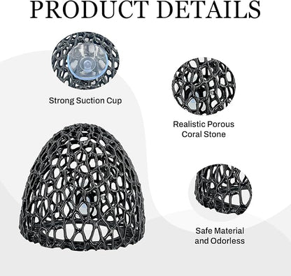 Cave with Suction Cup, Aquarium Betta Fish Hideout Habitat Decor, Stable Resting Hiding Place for Cherry Shrimp, Dwarf Shrimp, Guppy and Small Fish (Black)