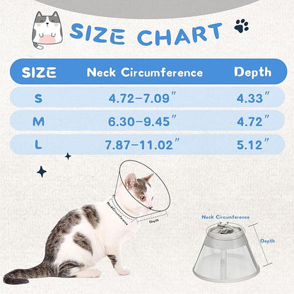 Supet Cat Cone Collar Soft, Air Mesh Recovery Collar to Stop Licking, Breathable Neck Cone Alternative for Small Kitten, Lightweight Cat Head Cone Anti Scratch (M)