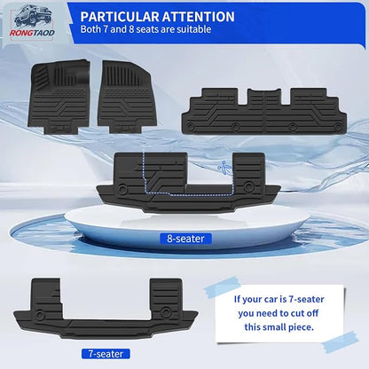 Rongtaod 7&8 Seats Floor Mats Compatible with 2022-2025 2026 Nissan Pathfinder Cargo Mat Trunk Mat Cargo Liner 2nd Row Kick Mats All Weather 2024 Pathfinder Accessories (Floor Mats Full Set 7pcs)