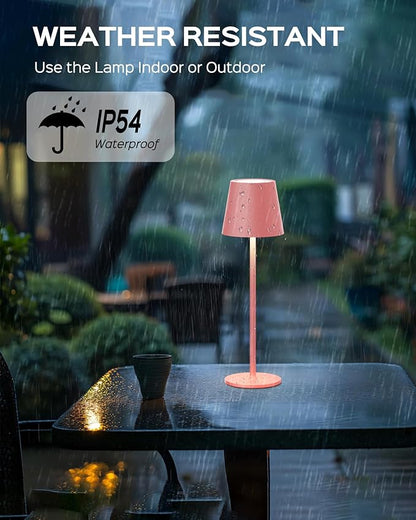 Cordless Table Lamps Rechargeable, 3 Adjustable Height, 5000mAh Battery Operated, 3 Colors Smooth Dimming, Portable LED Waterproof Table Lamp for Dining, Bedroom, Outdoor (2 Pack-Girly Pink)