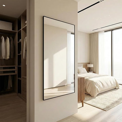 60"x30" Black Bathroom Mirror for Double Vanity, Metal Framed Large Wall Mirror