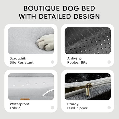 Homemate Dog Bed Extra Large Size Dog: 48"x35" Orthopedic Pet Bed with Toy | Large Dogs Bed with Non-Slip Botton & Removable Washable Cover Cat Bed Sofa XXL Outdoor Crate Pad Couch Light Grey