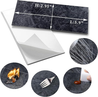 AULIGET 100 Piece Black Slate Peel and Stick Backsplash Wall Tiles, Laundry Room