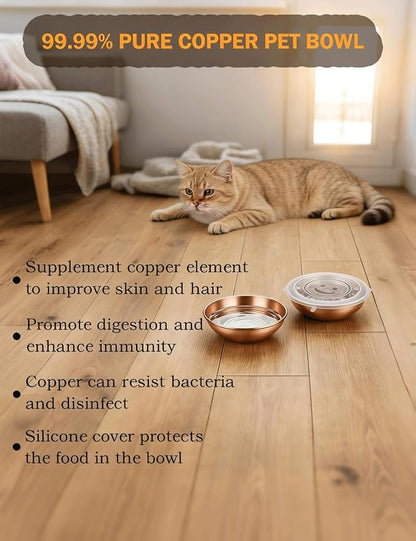 99.99% Pure Copper Pet Bowl, 5-Inch Copper Dog Bowl. This is A Small Copper Bowl Suitable for Small Household Pets. (2)
