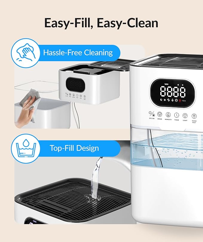 AreShark Humidifier Large Room, 2.2 Gal/8.5L Cool Warm Mist Air Humidifiers