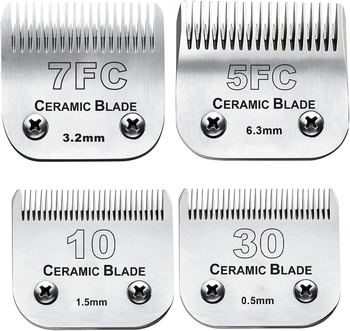 Dog Grooming Clipper Replacement Blades Compatible with Andis Pet Clipper/Oster A5/Wahl KM Series Dog Clipper,Ceramic Blade & Stainless Steel Blade(10+30+7FC+5FC)