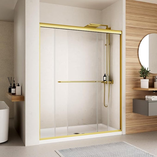 Shower Door, 44-48" W x 70" H Semi-Frameless Double Sliding Glass Shower Door