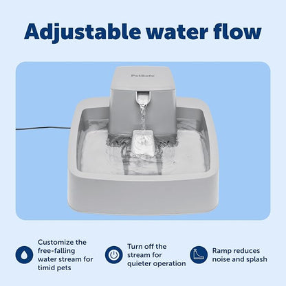 PetSafe Oasys Pet Fountain, 1 Gallon (128 oz), Cats & Small-Medium Dogs | Adjustable Water Flow, Whisker-Friendly Tray, Dishwasher-Safe, Replaceable Carbon & Foam Filters Included