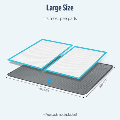 Pee Pad Holder for Dogs 34''x22'' Silicone Puppy Pee Pad Tray, Dark Grey | Extra Large Dog Potty Tray Leak-Proof, High Edge, No Spill Training Pads for Floor Protection, No Pee Pads