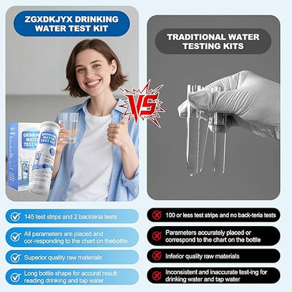 21-in-1 Home Drinking Water Testing Kit, 145 Strips + 4 Bacteria Tests