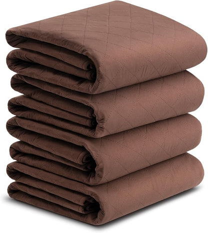 Bed Pads Washable Waterproof 36x52 Inch (4 Pack), Extra Large Washable Pads for Incontinence, Bed Wetting, and Pet Protection, Brown Ideal for Elderly, Adults, Kids and Pets