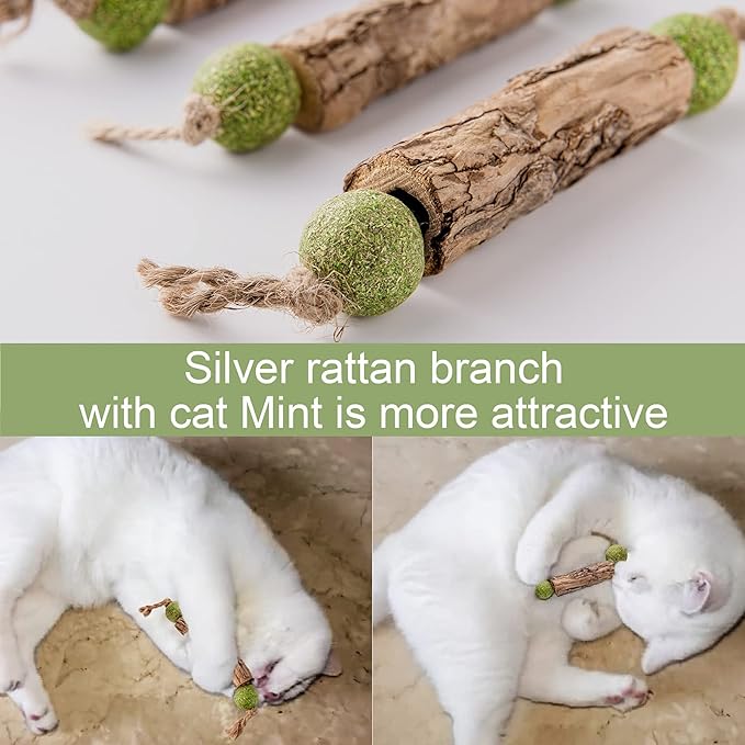 Silvervine Sticks Catnip Toys for Cats, 3 Pack, Interactive Indoor Cat Toy for Teeth Cleaning, Natural Matatabi Chew Treat for Aggressive Chewers