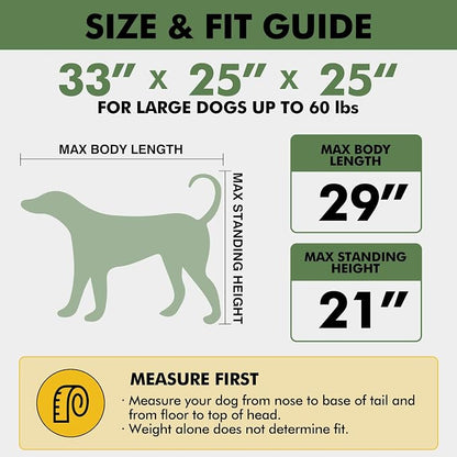 Veraste 33" L x 25" W x 25" H Collapsible Travel Dog Crate, Portable Soft Dog Kennel for Medium Large Dogs up to 60 lbs, 4-Door Foldable Travel Crate with Durable Mesh & Storage BagGreen | 4-Door Foldable Travel Crate,breathable mesh, foldable with sto...