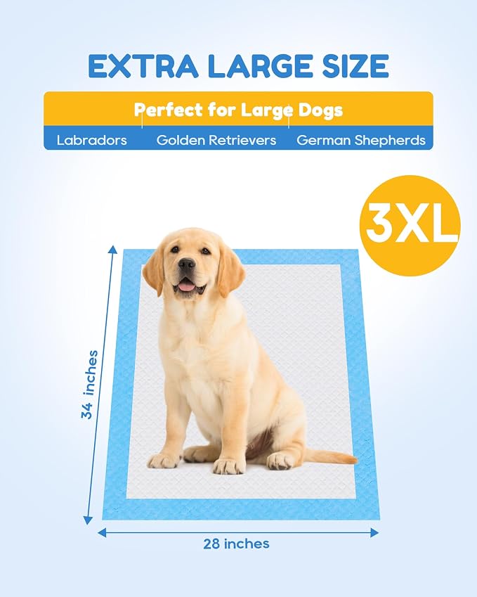 60 Count-36" x 36" XXXL Pee Pads for Dogs, Extra Large Puppy Pads, Super Absorbent Disposable Dog Training Pads, Quick Drying, Leak-Proof, Ultra Thick Potty Pads for Dogs, Puppies, Doggie, Cats