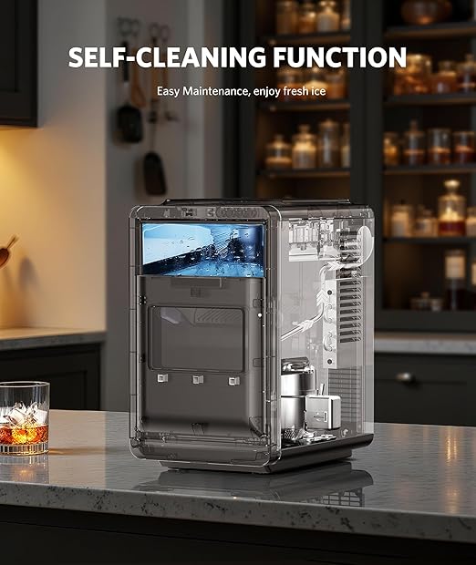 COWSAR Crescent Ice Maker Countertop, 27 Lbs/24H Portable Crescent Ice Machine