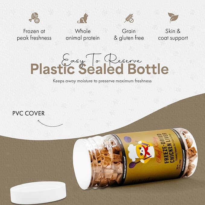 Freeze-Dried Chicken Liver Treats for Cats & Dogs – 100% Human Grade, Single Ingredient, High-Protein, Healthy Snack – No Additives or Preservatives – 1.7oz - Inspected & Tested in USA