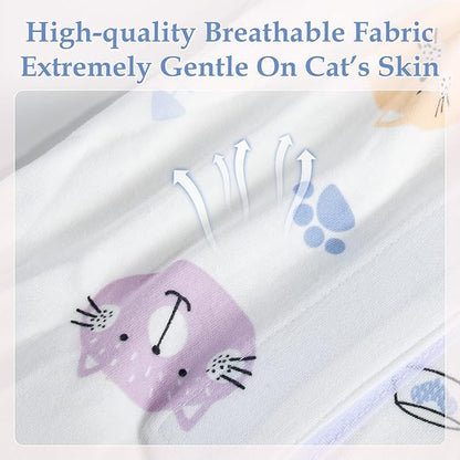 ANWA 2 Pack Cat Recovery Suit - Breathable Cat Onesie for Cats After Surgery Female, Kitten Surgery Recovery Suit Female Abdominal Wounds