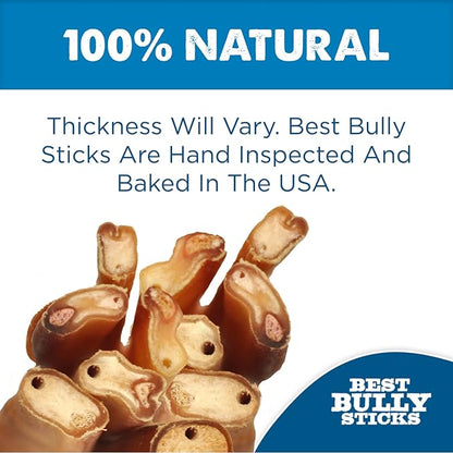 Best Bully Sticks 6 Inch Jumbo Bully Sticks for Dogs - 12 Count (Pack of 1) - Natural Grass-Fed Beef, Single Ingredient, Grain and Rawhide Free Chew, Large Breeds
