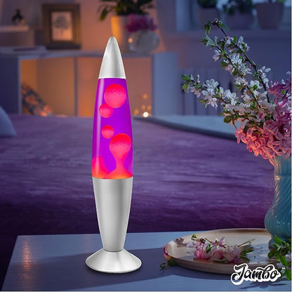 JAMBO 16" Beautiful Lamp- Purple with Pink Wax, Relaxing Liquid Light, Night Light Nightlight, Home Decor Living Room Office Bedroom Lamp for Adults Teens Kids, Magma Motion