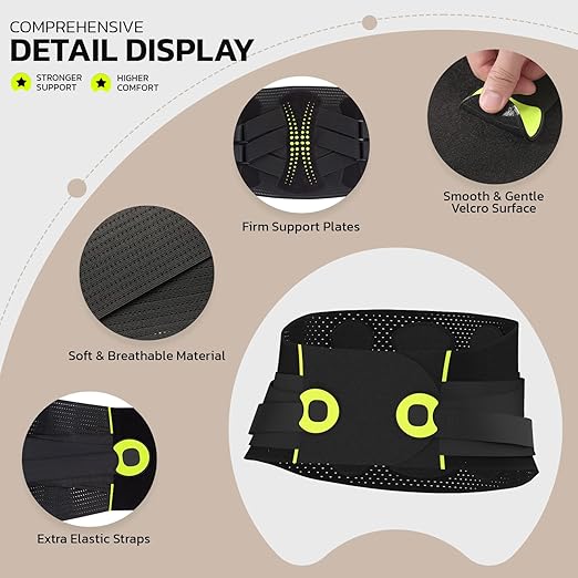 aoFIT Back Brace for Men Lower Back Pain Women Relief with 360-Degree Biochemical Hug Support without Suspenders Back Support Belt Soft Breathable Fabric Lumbar Support for Herniated Disc Sciatica M