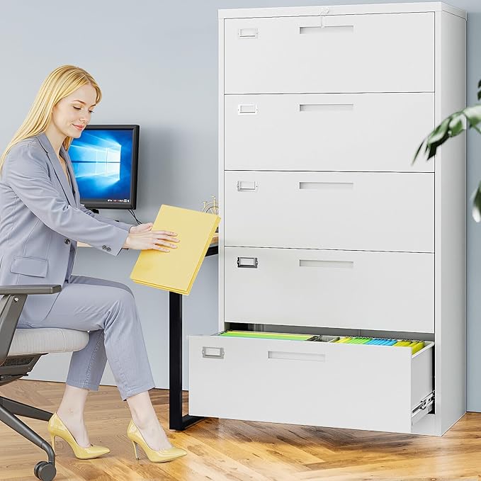 5 Drawer File Cabinets for Home Office, Metal Filing Cabinet