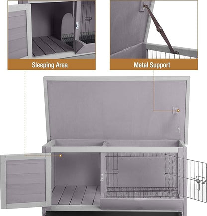 Rabbit Hutch Indoor Rabbit Cage with Metal Wire Pan,Outdoor Bunny cage with Pull Out Tray