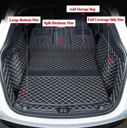 SUV Trunk Mat Compatible with BMW X5 2019-Current Heavy Duty Back Seat Cover & Rear Cargo Mat & High Side Panel - Coffee