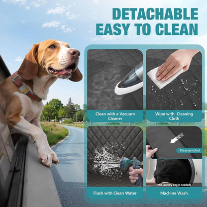 Waterproof Dog Car Seat Cover for Back Seat – Heavy Duty Back Seat Extender for Dogs with Hard Bottom, 7-Layer Protection, Non-Slip & Scratchproof, Easy to Install (Black)