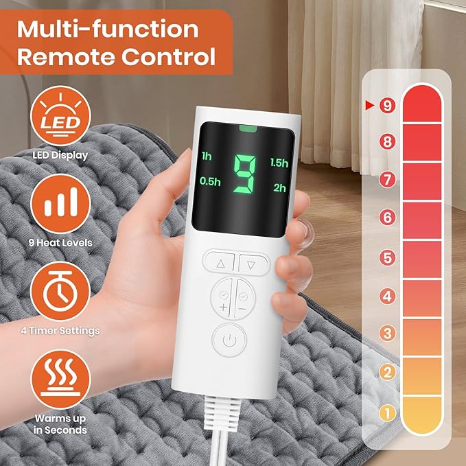 17''×33'' Heating Pad for Back Pain, Electric Heating Pad